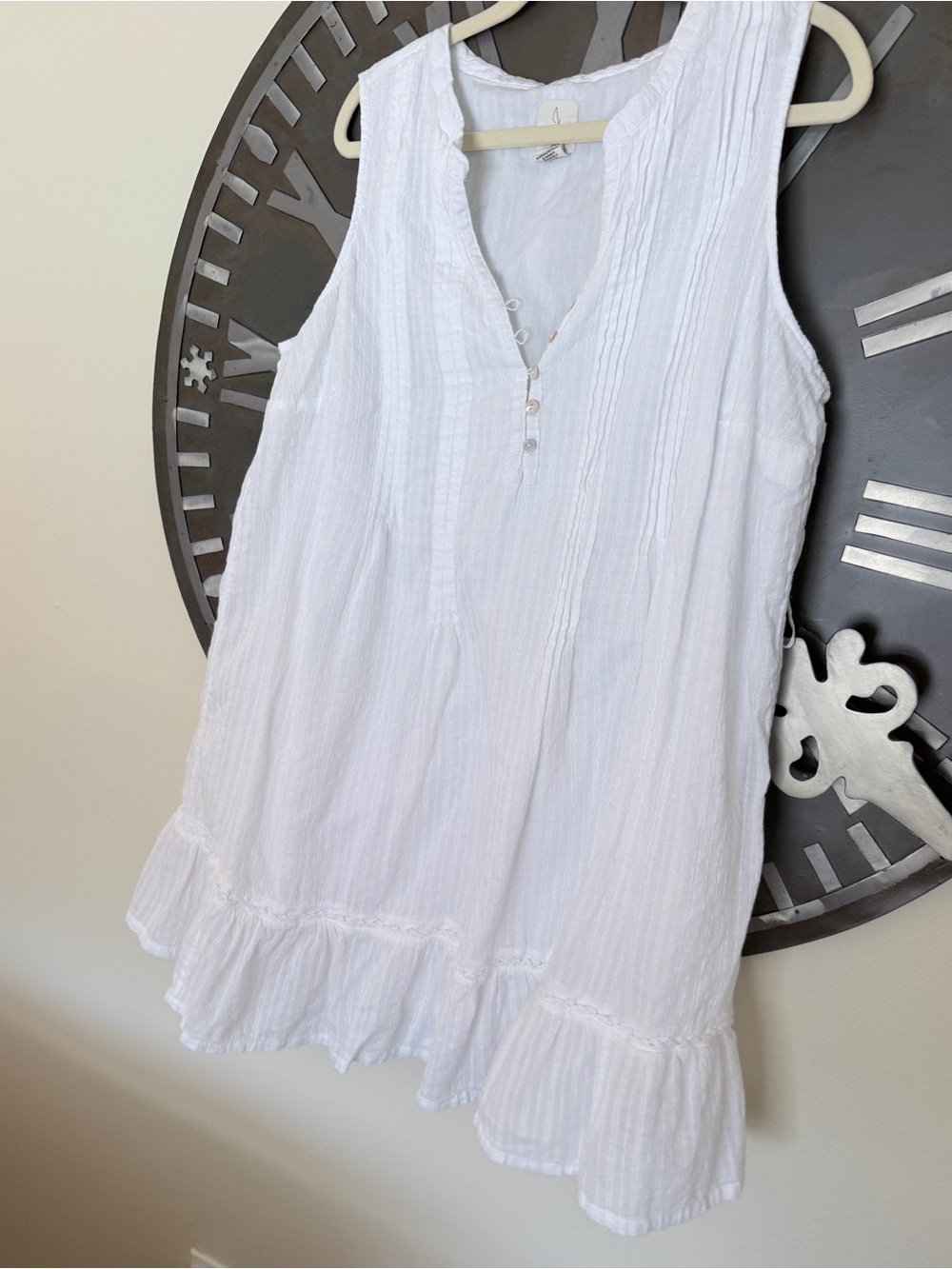 Jolie White Sleeveless Ruffle-Hem Swim Coverup